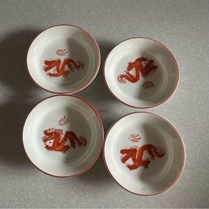 Vintage Dragon Dipping Sauce Tray Set of 4
